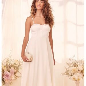 Lulus Beautiful beginnings cream satin bustier dress xs